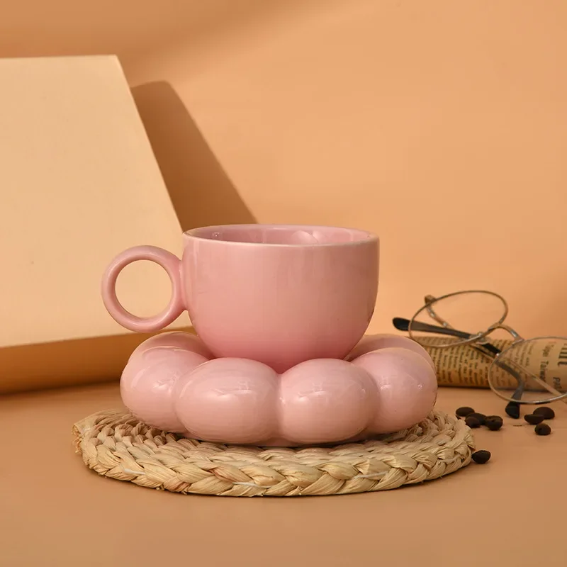 Creative Thickened Clouds Ceramic Coffee Cup Saucer Art Exquisite Mug Couple Teacup Gift Table Top Display Mug Home Decoration
