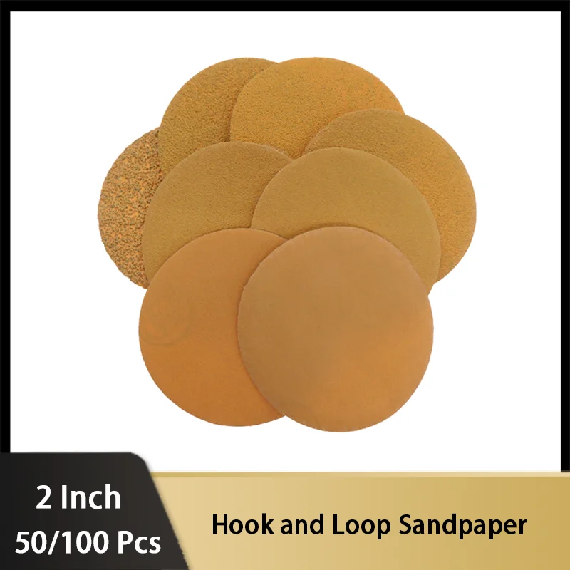 2 Inch Hook & Loop Sandpaper Kit 50/100Pcs Assorted Grit 60 - 800 Sandpaper for Grinder Air Grinder Electric Drill Rotary Tools