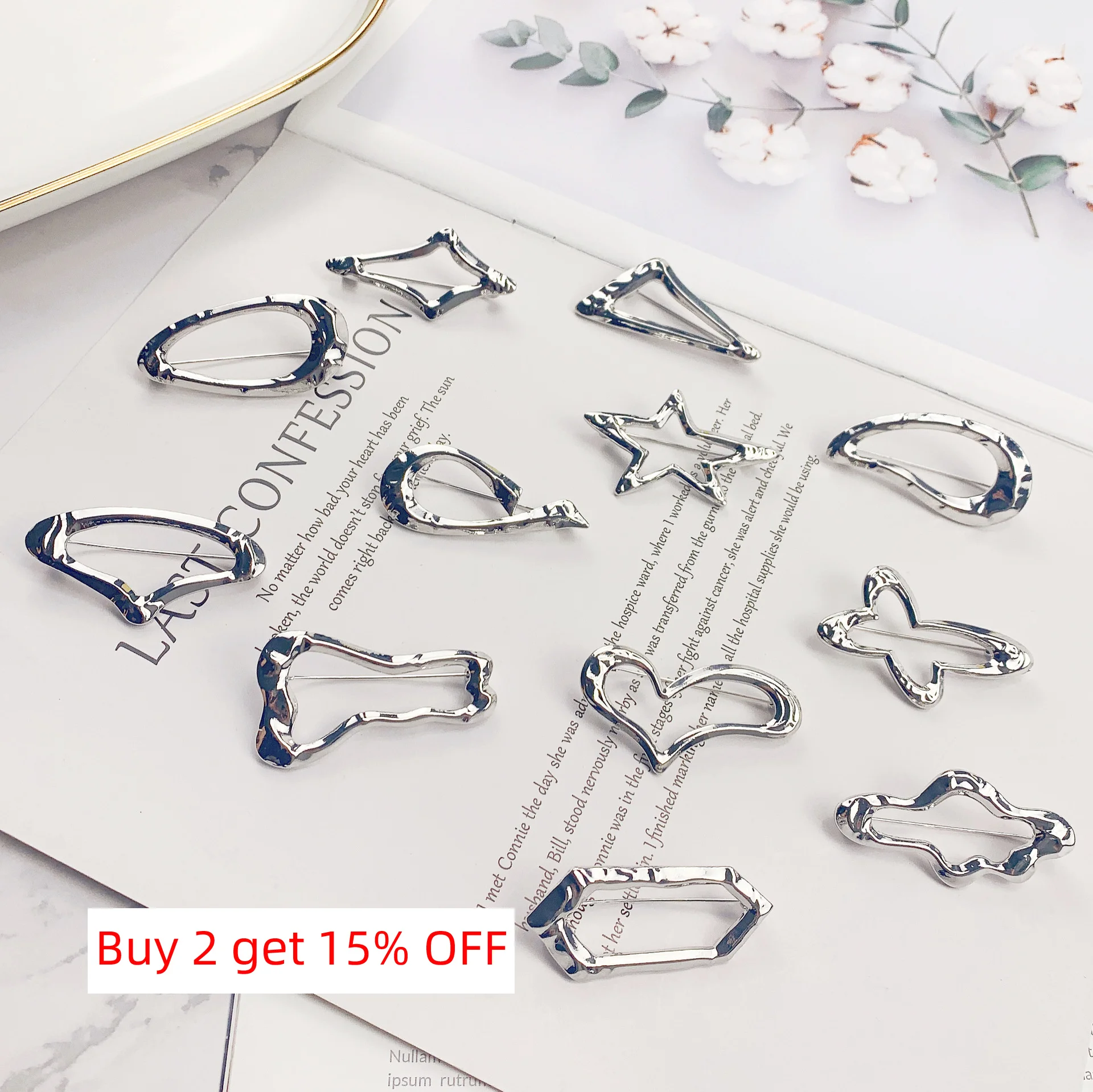 Metal Geometric Brooch Simple Collar Buckles Anti Exposure Multifunction Brooches Pin Accessories For Adult Clothing Ornament