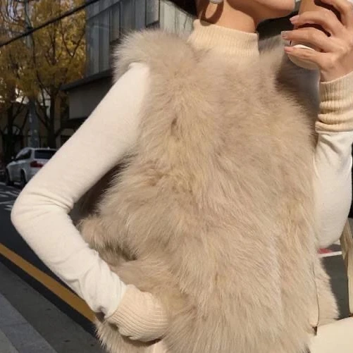 Faux Fur Winter Vest Jackets Sleeveless Thickening Keep Warm Flocking Mid-length V-collar Fluffy Fake  Overcoats T243