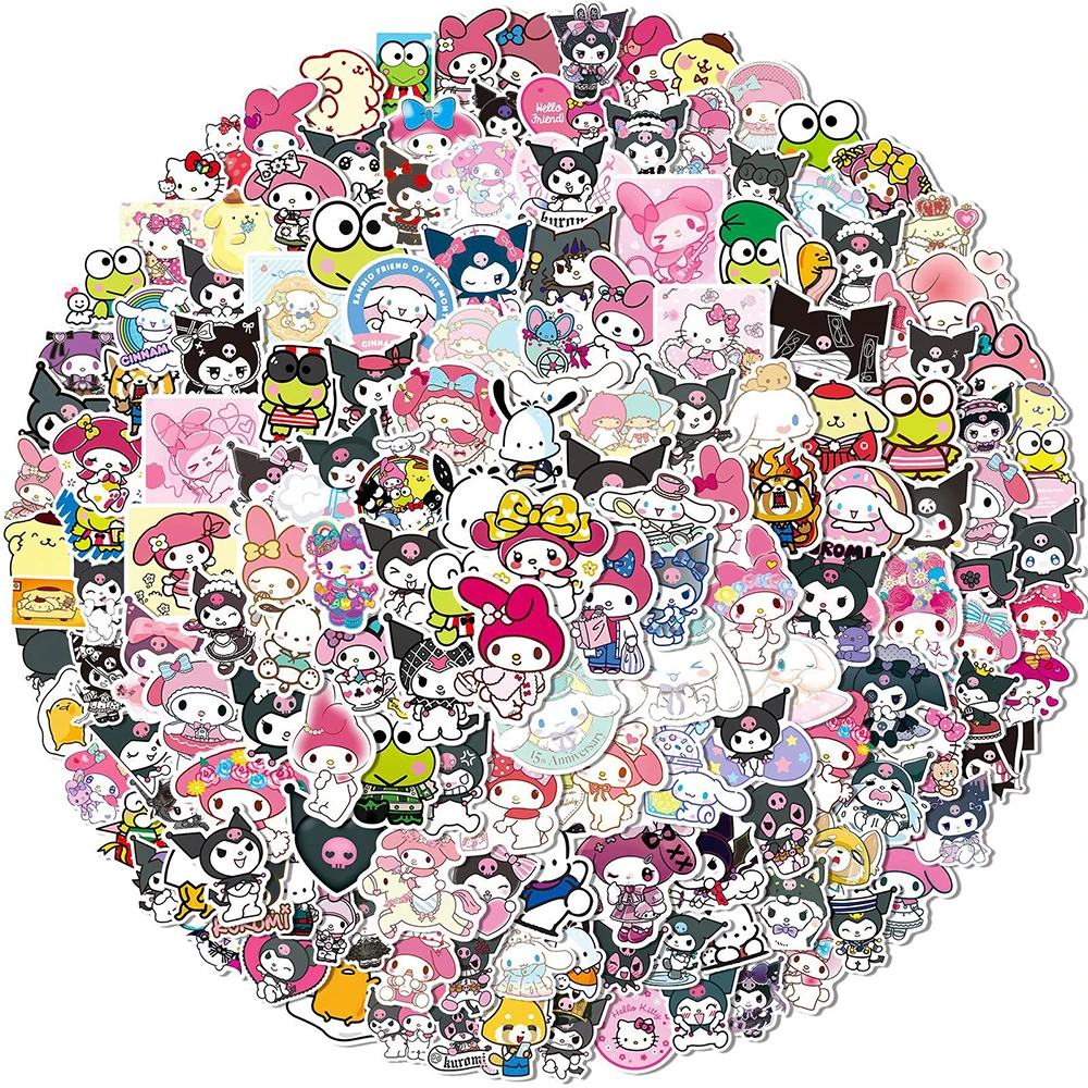 10/30/50/100/200pcs Mixed Sanrio Anime Stickers Cute Kuromi My Melody Hello Kitty Cartoon Kids Decals Phone Laptop Diary Sticker