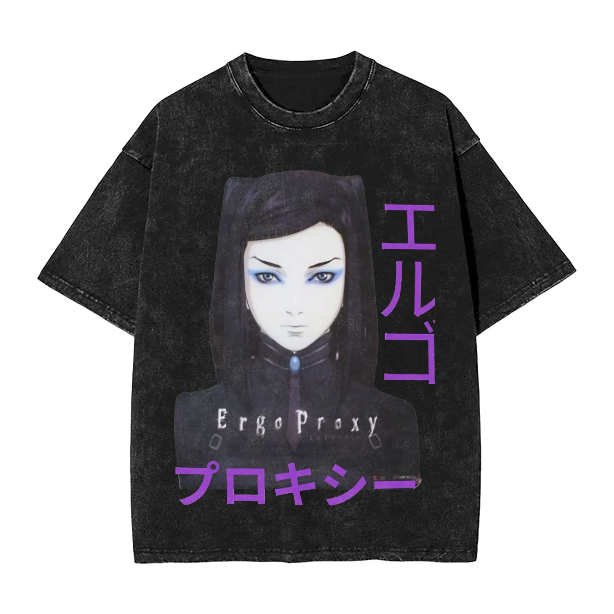 Humorous Ergo Proxy  T-Shirts Men Round Neck 100% Cotton Washed T Shirts  Short Sleeve Tee Shirt Plus Size Clothing