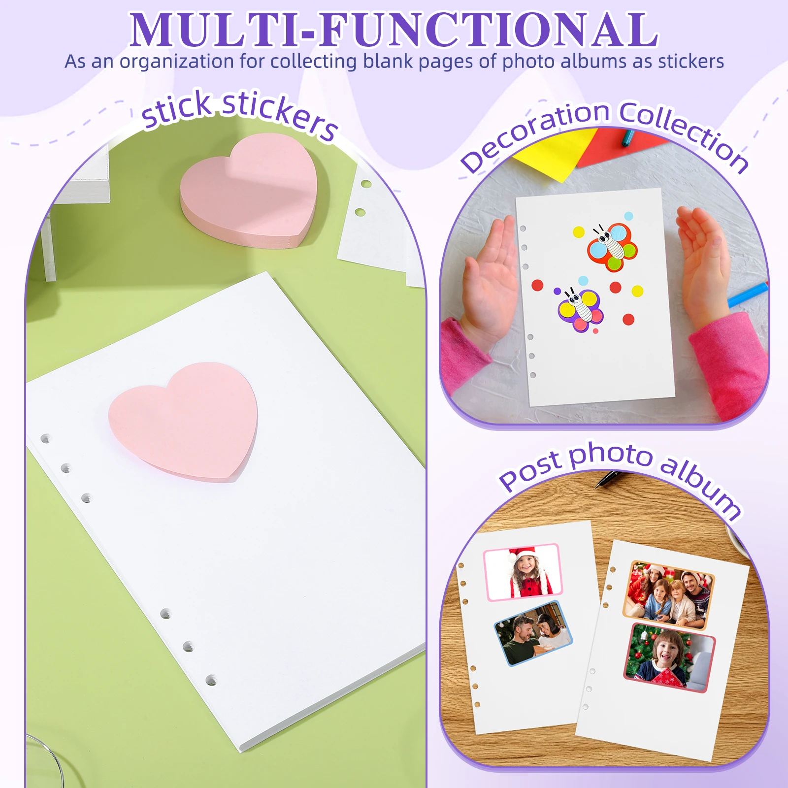 

50 Sheets Handbook Sticker Collection Blank A5 Binder Release Page Stickers Paper for 6-ring Books Refills Pages Collecting