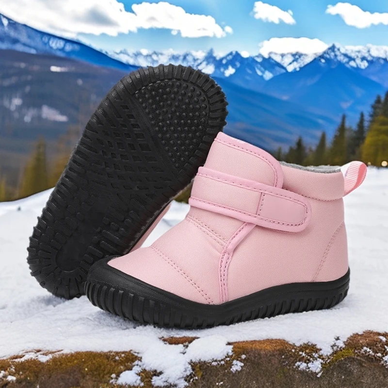 أحذية الثلوج الدافئة المصنوعة من الصوف الشتوي للجنسين للأطفال والأطفال الصغار أحذية قطنية مريحة غير قابلة للانزلاق أحذية المشي في الهواء الطلق
