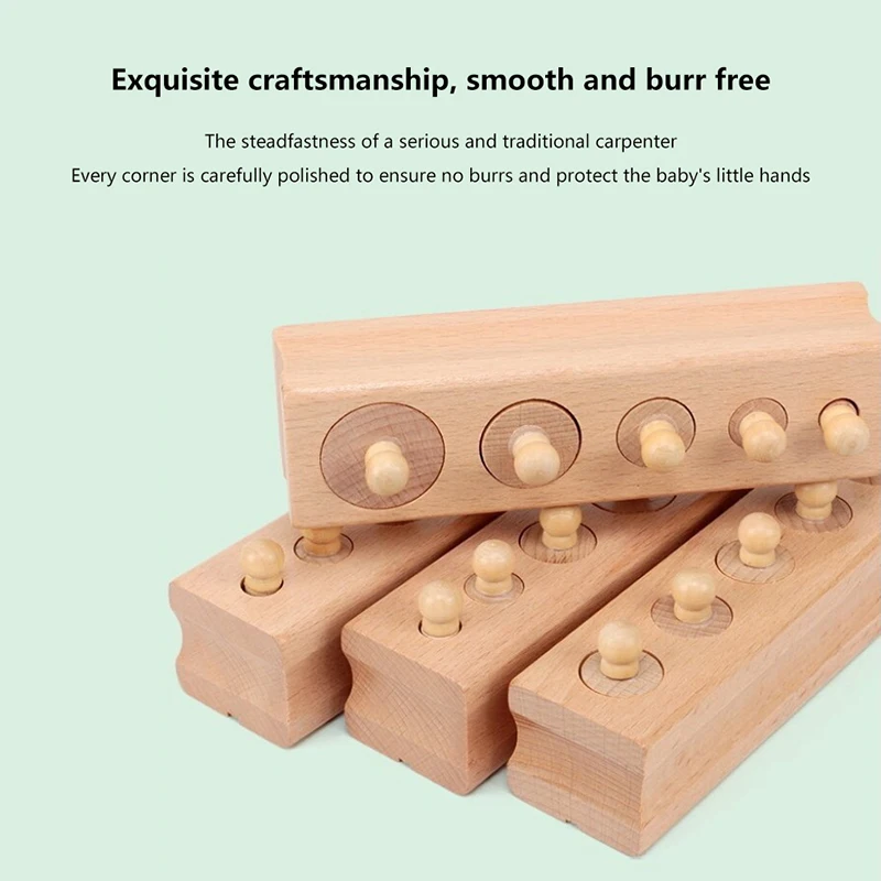 1 Juego de rompecabezas de cilindro Montessori, juguete para el desarrollo del bebé, práctica y sentidos, juguetes educativos de madera para niños
