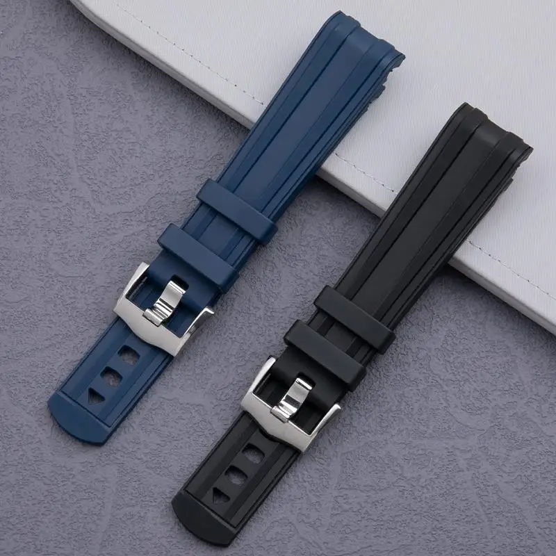 TINTAG 21mm Soft Fluorine FKM Rubber Watchband Wristband Accessories For Omega Strap Fit For Seamaster DIVER 300M 212 Series