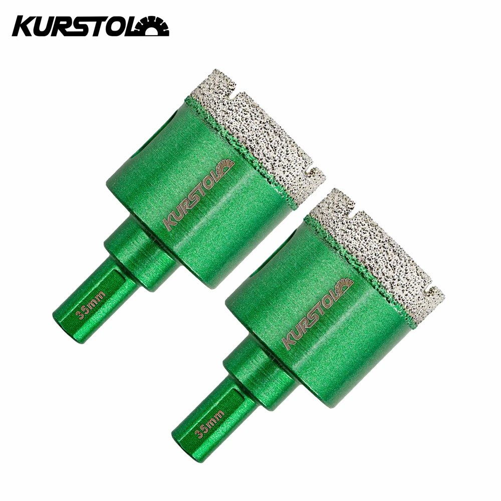 

KURSTOL 1/2pcs Diamond Drill Bits Triangle Shank Dia 35mm Porcelain Ceramic Granite Marble Stone Tile Core Bit Hole Saw Opener