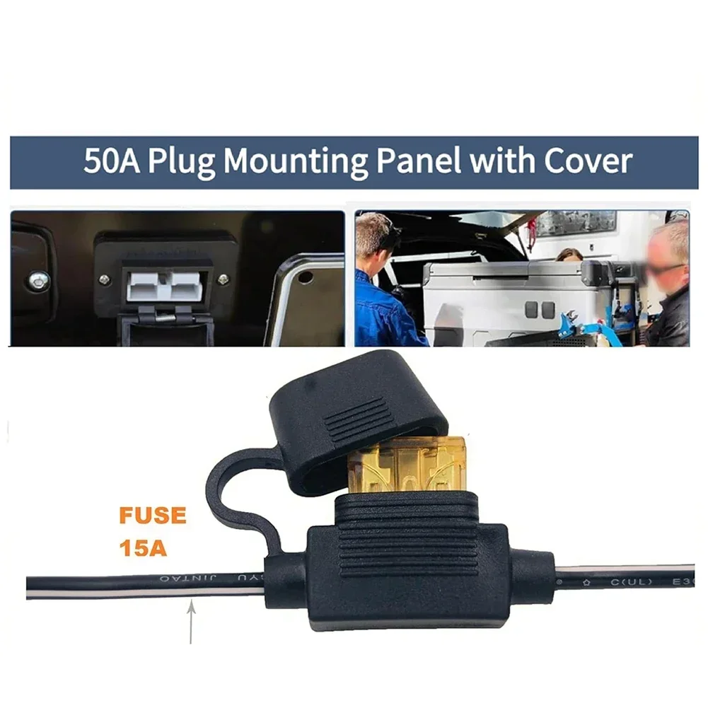 For Anderson SB50 Series Fridge Cable DC Power Cord Cable Camping Travel Flush Mount Design Over-current Protection