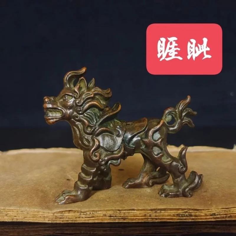 

Античная разные коллекции Dragon Born Nine Sons Yazi Bronze Art Микрорезьба Антикварная патина Бронзовый орнамент Мир