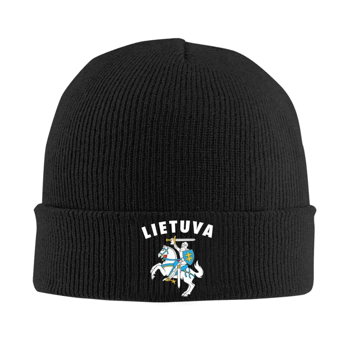 Lietuva Lithuania Coat Of Arms Bonnet Hats Lithuanian Beanie Hats Printed Knit Hat Autumn Unisex Hippie Thermal Elastic Cap