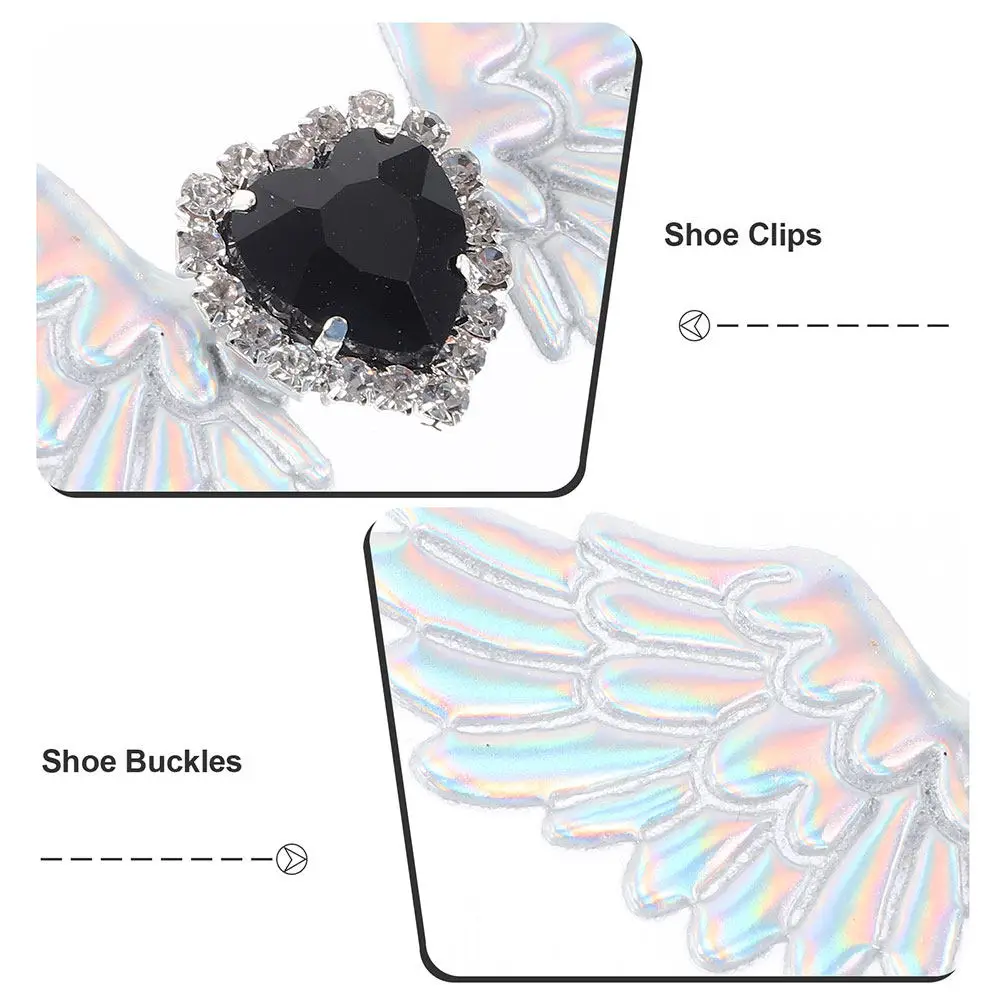 4Pcs Boots Shoe Clips Angel Wing Rhinestone Removable Clip on Shoe Decorations Bridal Wedding Charm Women Accessories