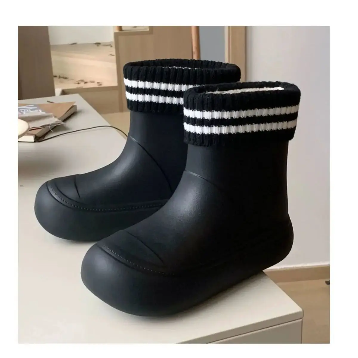 Solid Big  Men Women Outdoor Tide Non-slip Waterproof Rain Warm Hundred Couple Removable Lining Ski Boots