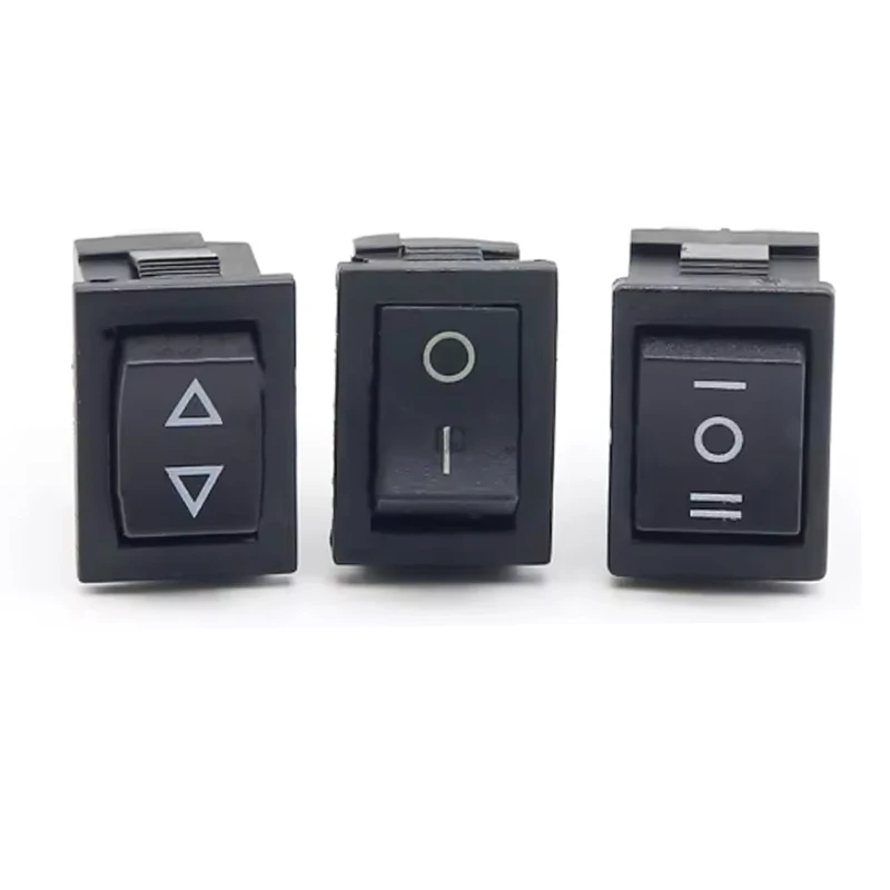 15x21mm KCD1 Mini Rocker Switch ON/OFF/ON 3 Position 2PCS 3 Pin  6 Pin AC 250V/6A 125V/10A Black DPDT for Car Boat Marine