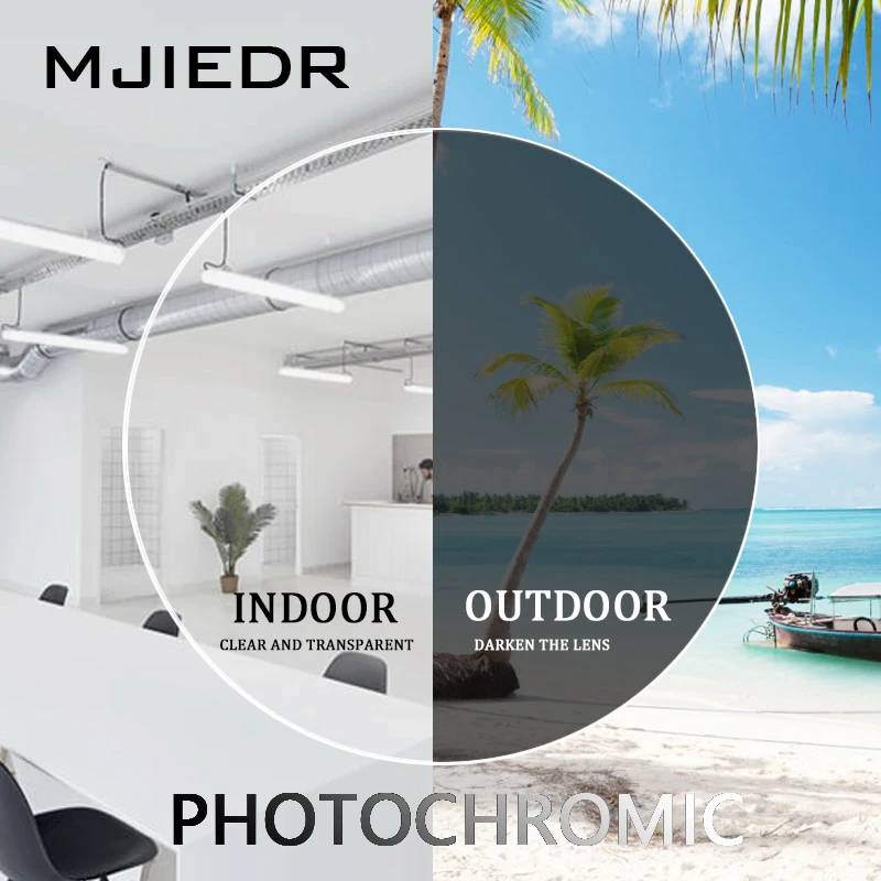 MJIEDR Photochromic Series 1.56 1.61 1.67 Prescription CR-39 Resin Aspheric Glasses Lenses Chameleon Diopter Optical Myopia Lens