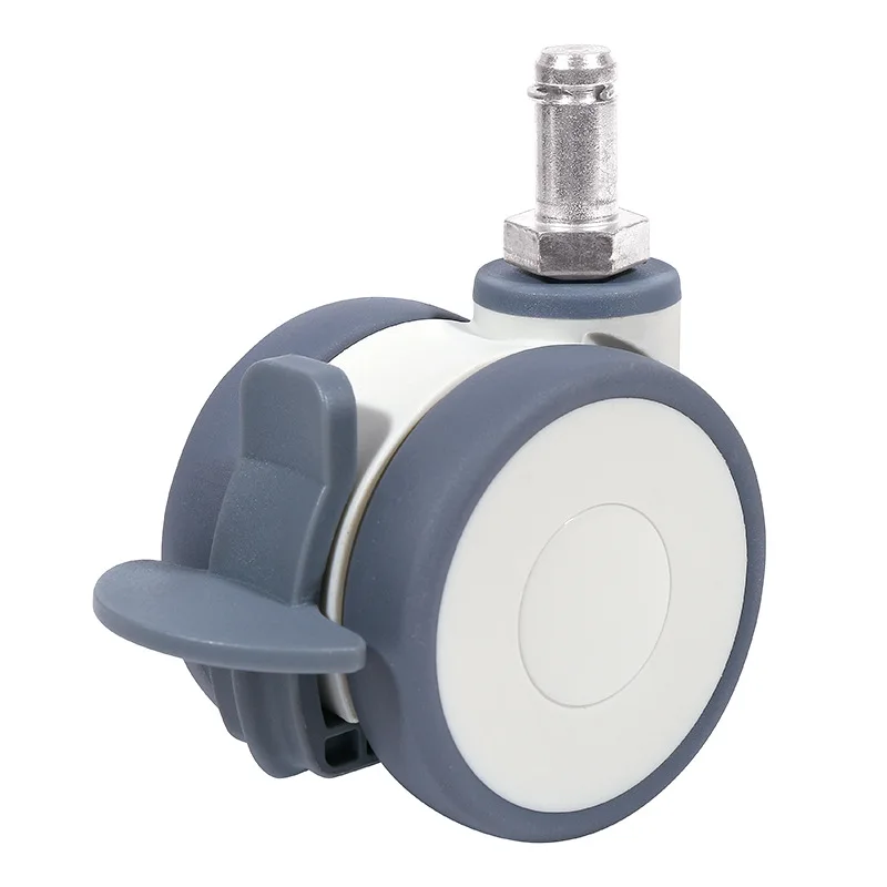 

5PCS 2.5 Inch TPR Stem Casters - Silent Swivel Wheels with Brake for Office Chairs & Furniture