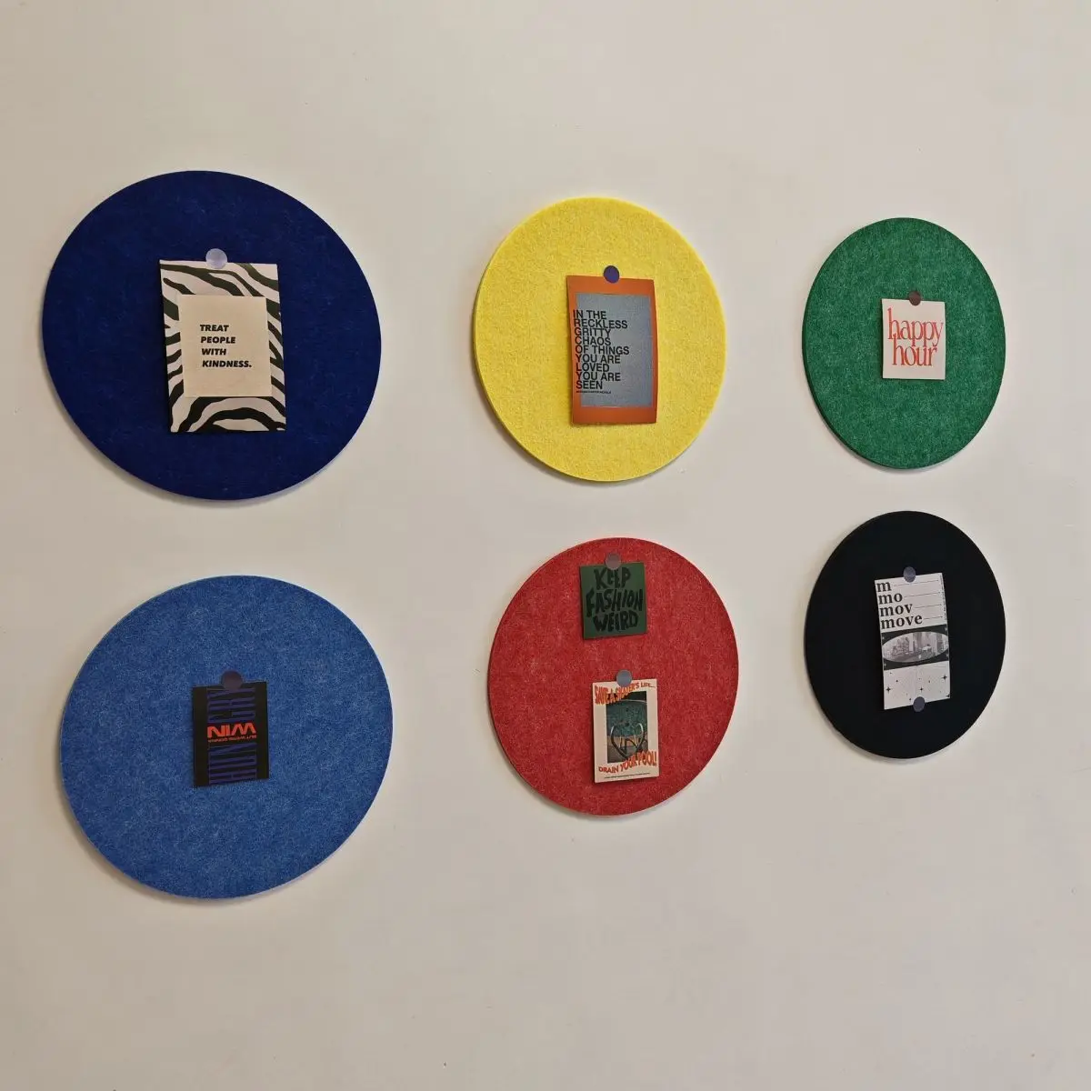 6 Pieces Set Round Felt Board Message Board Self-adhesive Photo 3D Wall Sticker Colorful Minimalist Nordic Modern Decor Sticker