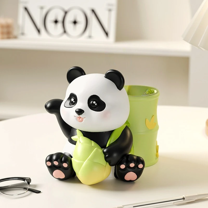 

Resin Panda Pen Holder Ornament Resin Crafts Student Gift Desktop Office Desk Storage Welfare Gift Pen Holder Cartoon