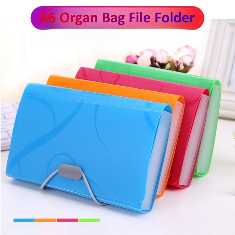 A6 Organ Bag Expanding File Folder For Documents Candy Colors Document Folders School Supplies File Organizer Office Binder