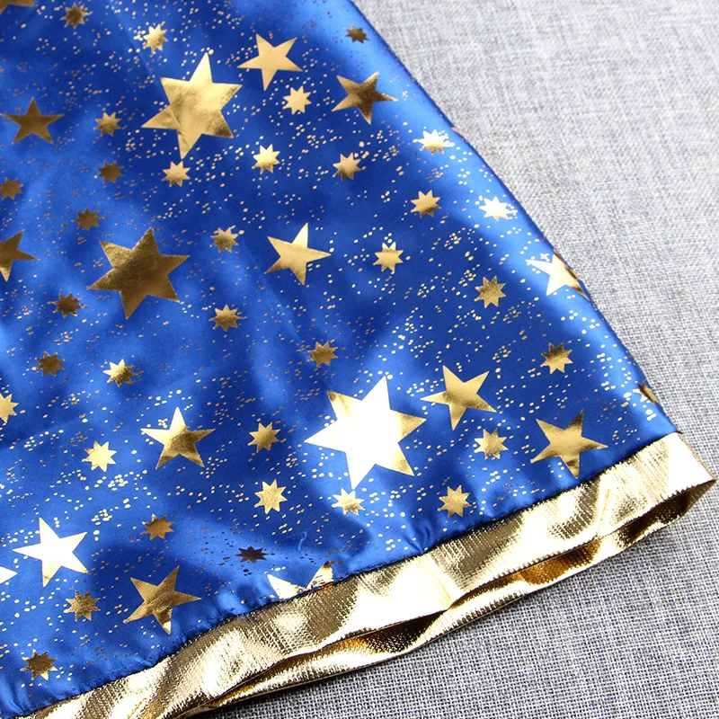 Capa de Carnaval con sombrero, capa con patrón de estrellas, disfraces de Cosplay para adultos y niños, tamaño de fiesta de 80 o 140cm