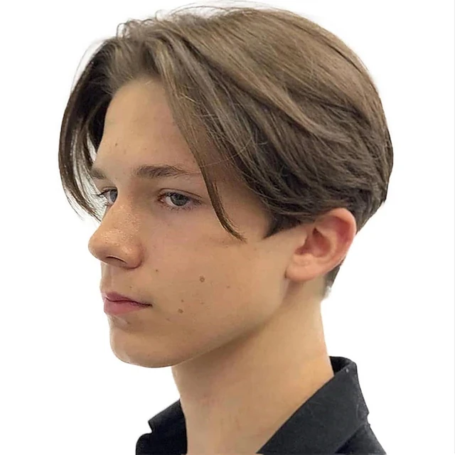 HAIRJOY ​​Krótkie proste włosy syntetyczne Część boczna Peruki dla mężczyzn Halloween Leon Kennedy Resident Evil Peruka