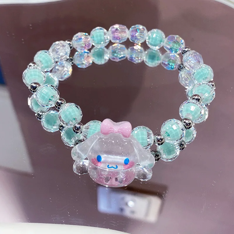 Acrylic Sanrio Children\'s Bracelet Cartoon Kulomi Baby Lotso Melody Cinnamoroll Crystal Adjustablet Beads Jewelry Accessories