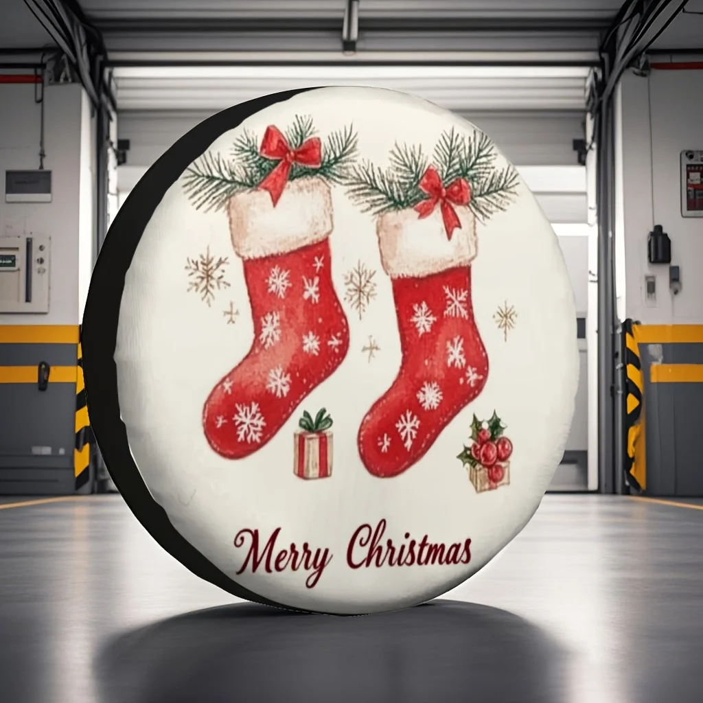 

Рождественские чулки, покрышка из полиэстера, декор автомобиля для праздника, уличного использования, защита запасного колеса