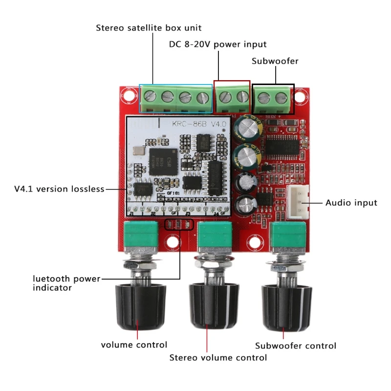 

TPA3110D2 Bluetooth-compatible Subwoofer Digital Amplifier Board 2.1CH P8DC