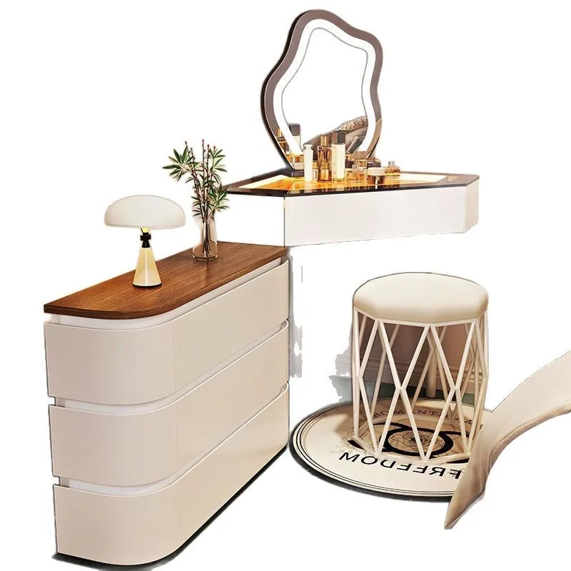 

2025 new solid wood small apartment corner dresser triangular chest integrated household bedroom corner makeup table bed