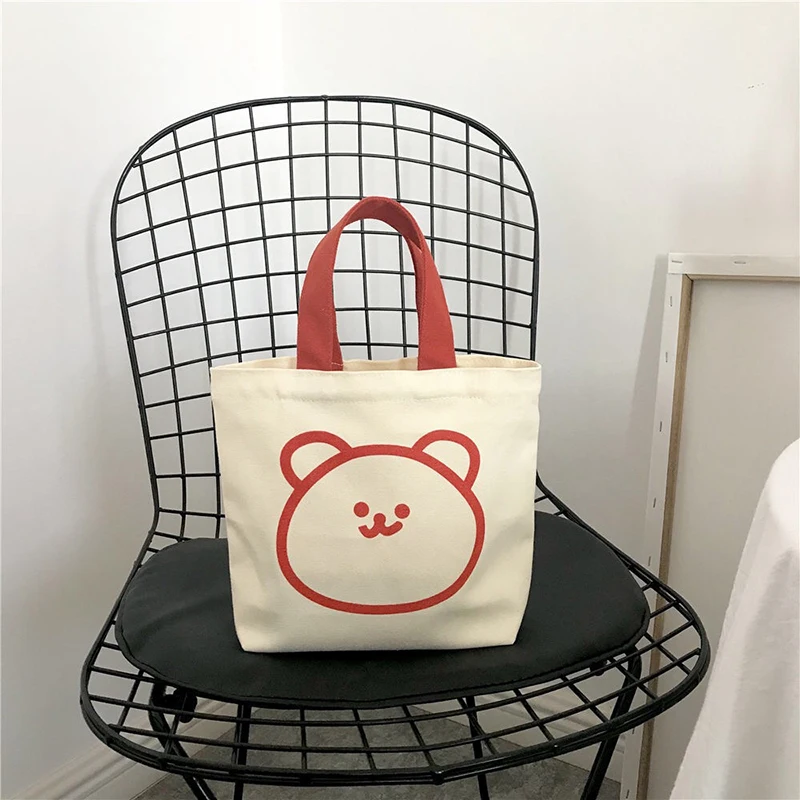 New Ins Mini Canvas Bag Cute Exquisite Handbag Large-Capacity Students Women Eco Tote Bag Travel Shoulder Cloth Bag Handbags