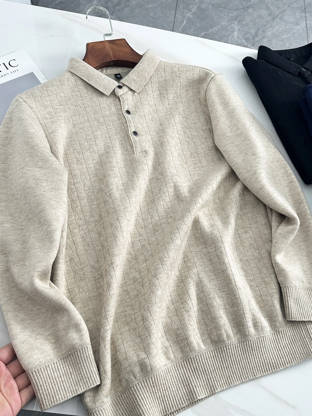 

Commuting Thiened Wool Blend Camere Knitwear Collar Sweater Youth M Winter Comfortable Breathable Long Sve irt