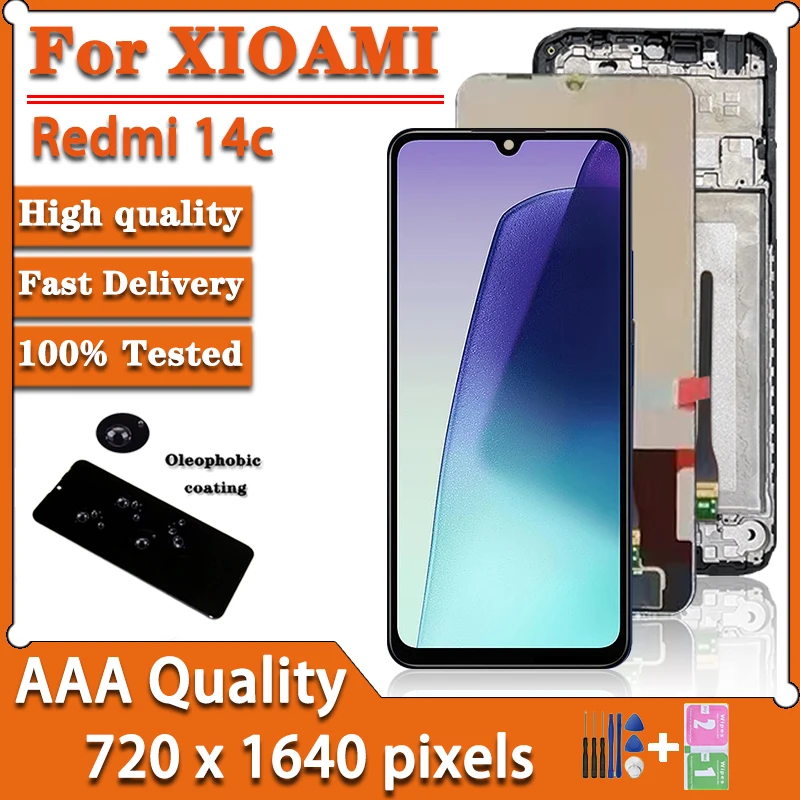 

ЖК-дисплей 6,88 дюйма для Xiaomi Redmi 14C + сенсорный экран с рамкой дигитайзер в сборе для Redmi 14C 2411DRN47C сменный экран