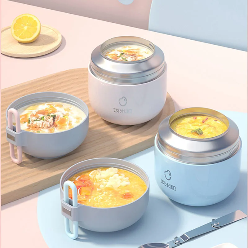 500/700ml Women's BRAISING POT With Handle For Work,Outdoor Camping,Double-layer Stainless Steel Insulated Bucket/Bento Box