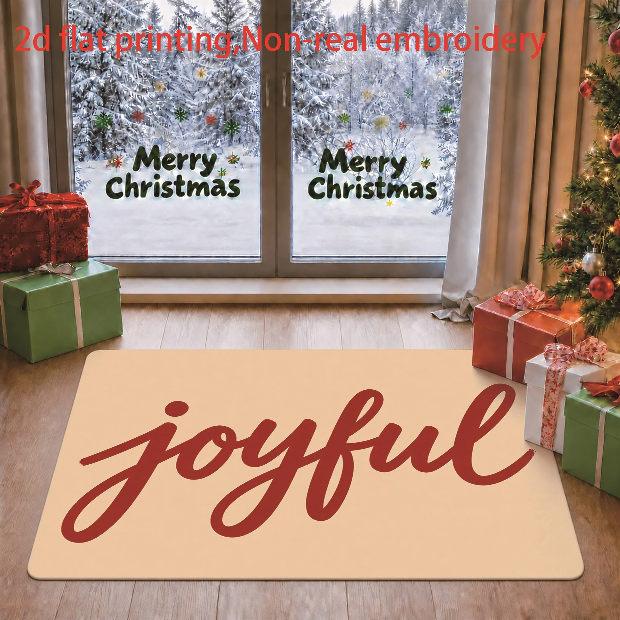 Classic Tartan Plaid Christmas Doormat Red Green Check Print Welcome Rug Indoor Entryway Mat for Holiday House Porch Styling