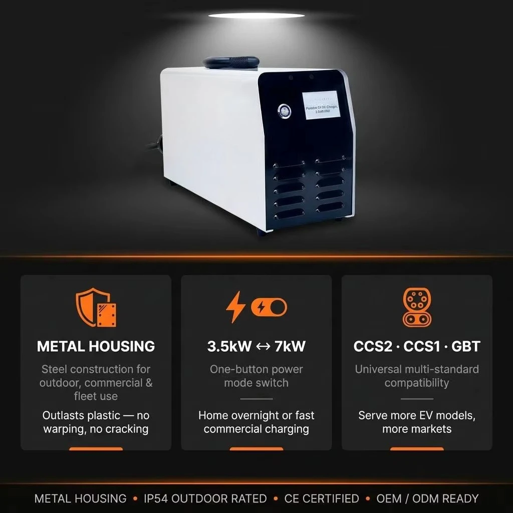 Mobile DC Fast Charger EV 3.5kW 7kW Switchable Portable Charging Station for Home Electric Vehicle Charging Use