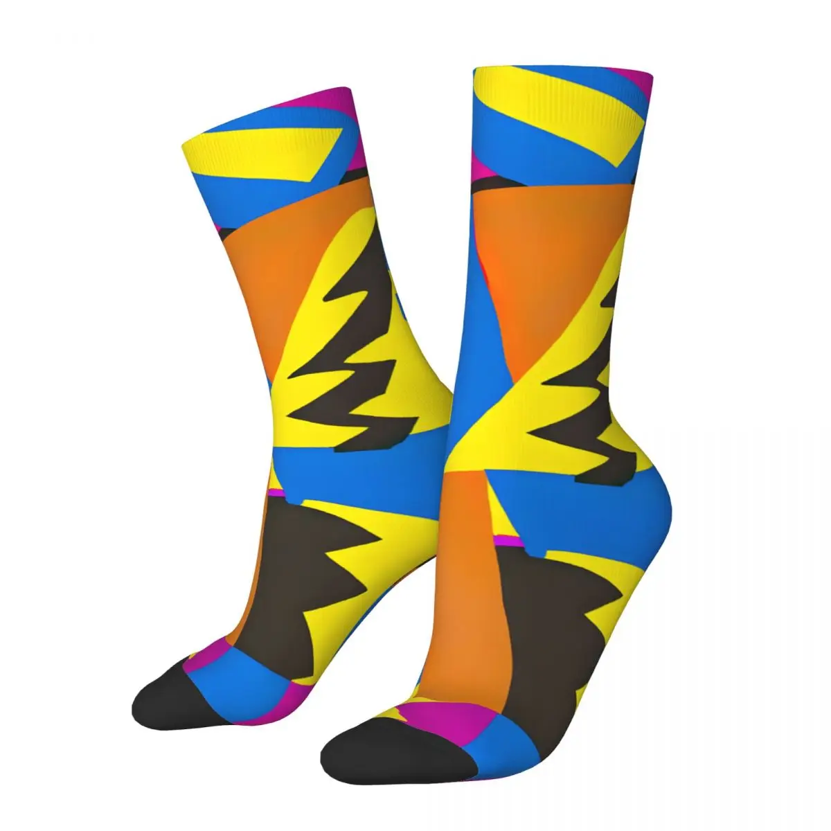 Abstract Street Art - Geometric Graffiti Inspired - Purple, Yellow And Blue Men's Socks Vintage Harajuku Street Style