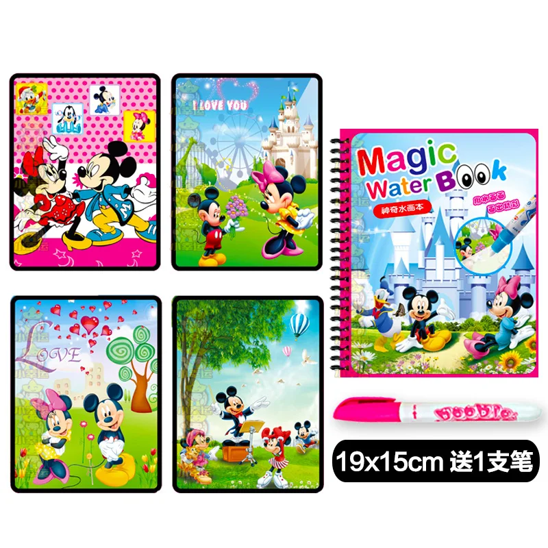 Disney Cartoon Frozen Water Schilderij Tekening Speelgoed Set Graffiti Minnie Mouse Elsa Prinses Aquarel Magisch Boek voor Meisjes Cadeau
