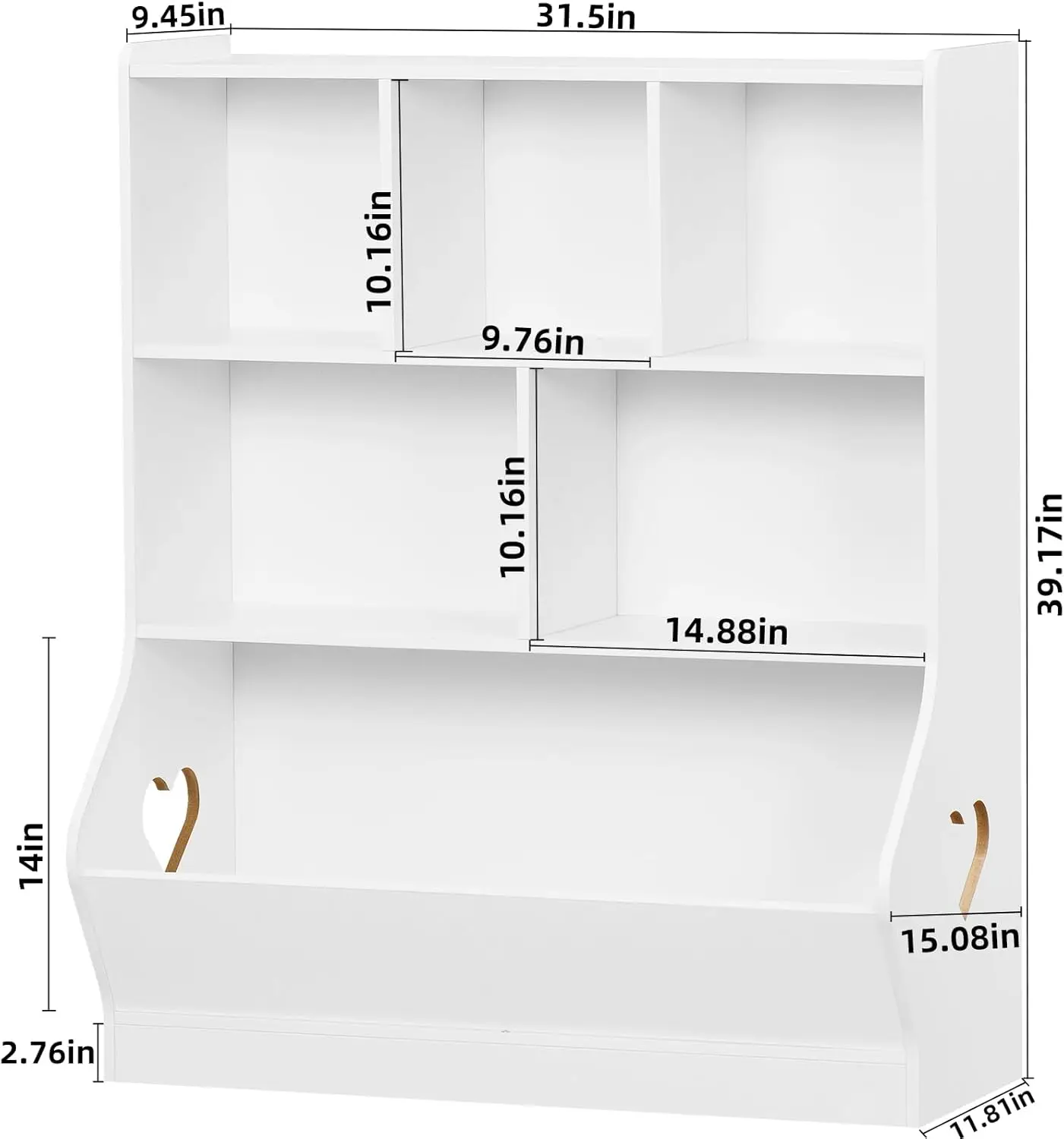 Kids Storage Organizer, 3 Tier Children Bookcase and Bookshelf, Toddler 6 Cubby Cabinet, Wood Book Shelf for Playroom, Bedroom,