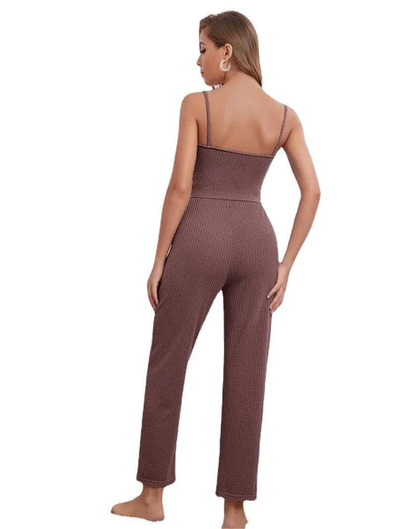 الجديد المتسكعون المرأة الهراء محبوك حبال القمم السراويل رداء منامة ثلاث قطع مجموعة #5