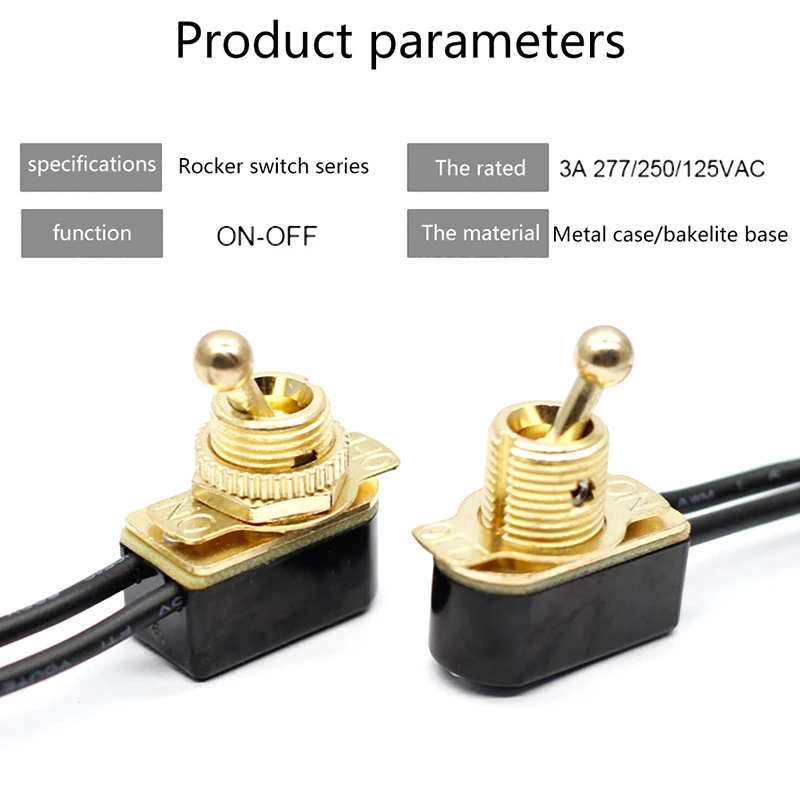 On/Off Prewired Standard Toggle Switch With Wire Cable AC 250V 6A MT-2021 SPST Contacts Switch Electrical Equipment