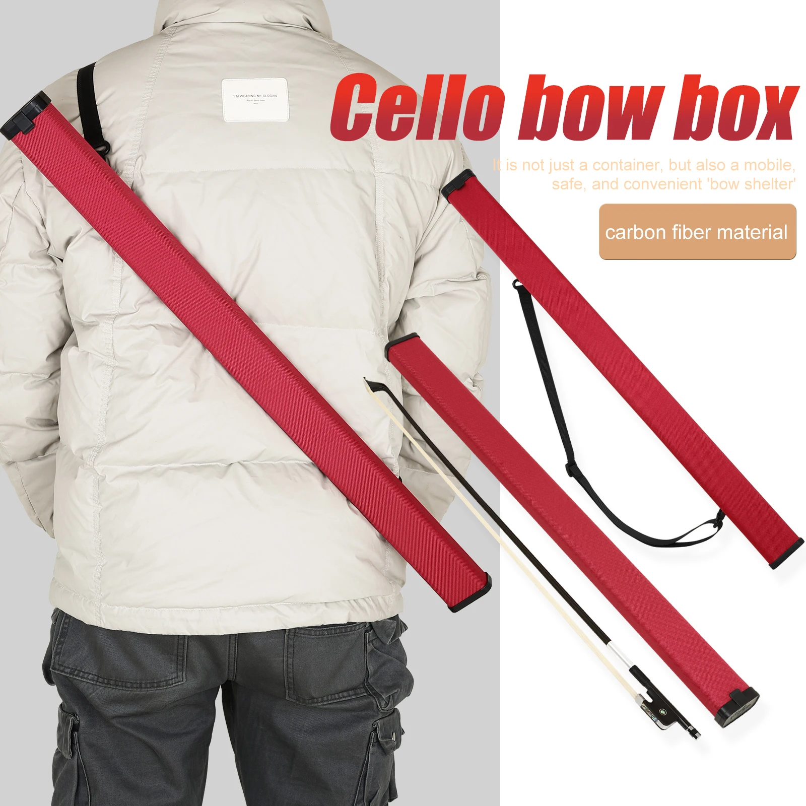 IRIN Cello Bow Case Universal Compression Resistant Aviation Material Alloy Buckle Hand-Held Crossbody Cello Box Velvet Lining