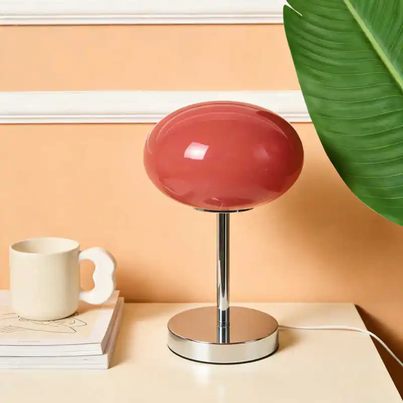 

Mid-Century Ins Glass Spherical Table Lamp Minimalist Study Ambient Lamp Living Room Bedroom Study Bedside Decorative Lamp