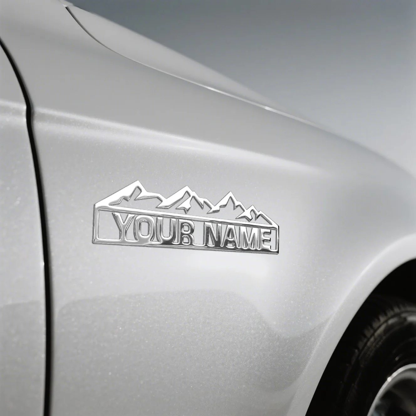 1PC 3D Metal Mountain Customized Logo Rear Trunk Side Fender Car Emblem Badge Decals For Auto Stickers Waterproof Accessories image 4