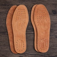 1 par de plantillas de piel de vaca para zapatos de hombre, desodorante cómodo, plantilla de cuero informal, pies, suela de zapato plana de cuero genuino de calidad