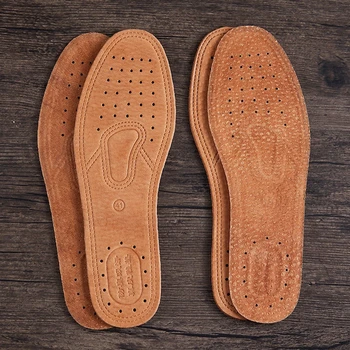 1 Pair Cowhide Insoles For Shoes Men Comfortable Deodorant Casual Leather Insole Feet Quality Genuine Leather Flats Shoe Sole