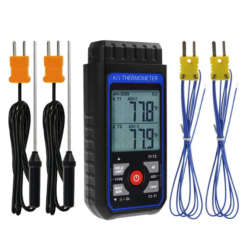 

Thermocouple Thermometer Digital K Type Thermometer with 4 Thermocouples, -328-2500℉ Measuring Range HVAC Thermometer