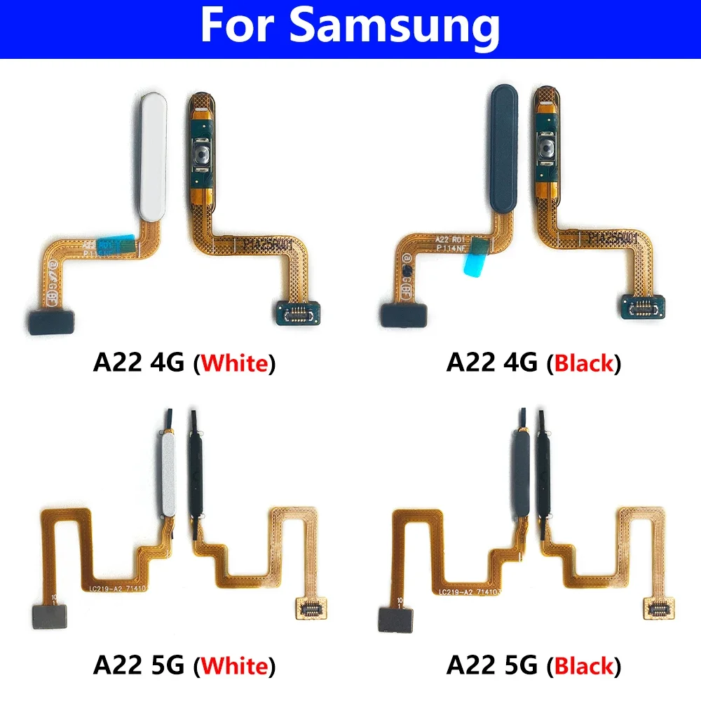 10Pcs，NEW For Samsung A22 4G A15 5G A05S Fingerprint Power Home Button Sensor Scanner Touch ID Flex Recognition Function A22 5G