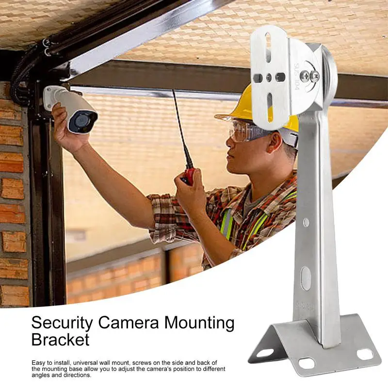 Security Camera Mounting Bracket Stainless Steel Wall Bracket Ceiling Mount Metal Pole Adjustable Indoor/Outdoor Mount