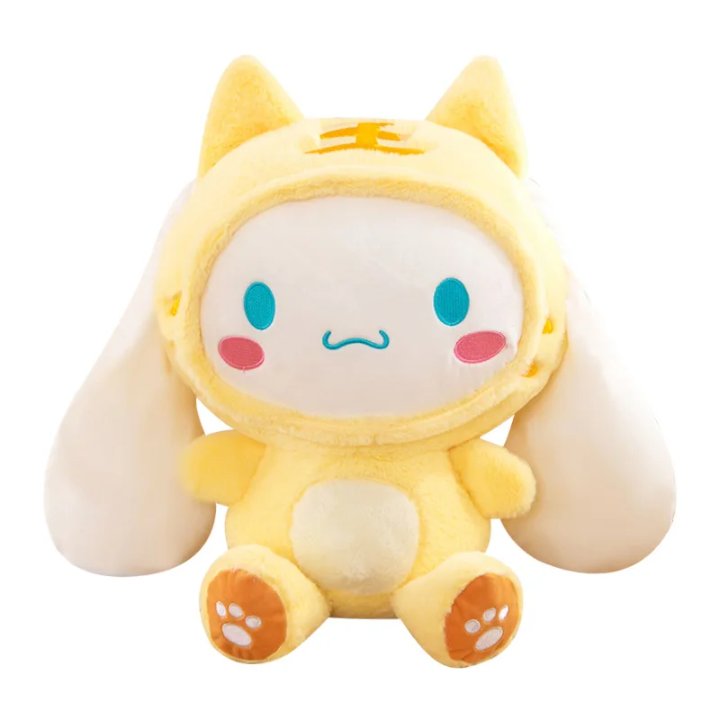 Kawaii sanrio japonês dos desenhos animados feminino coração cinnamoroll bonito plushie brinquedo macio bonecas de pelúcia brinquedos para o presente de aniversário das crianças