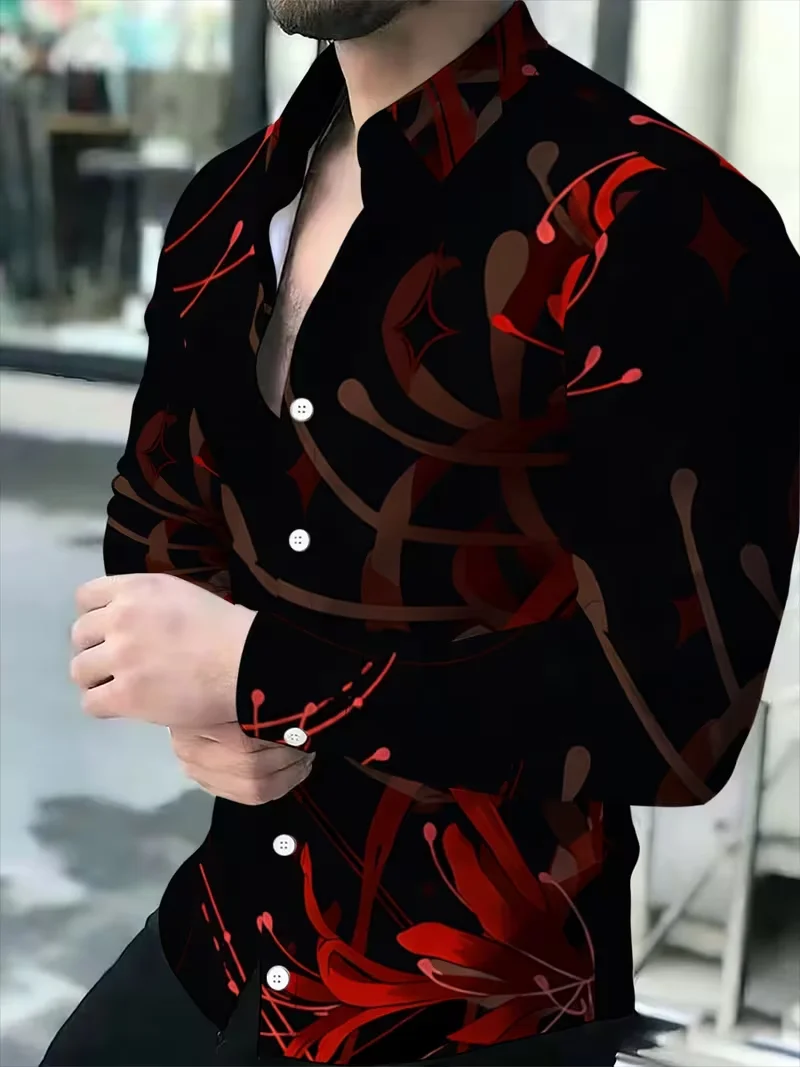 New purple black gothic style vampire church bat red rose men's long sleeved shirt Halloween collar slim fit shirt