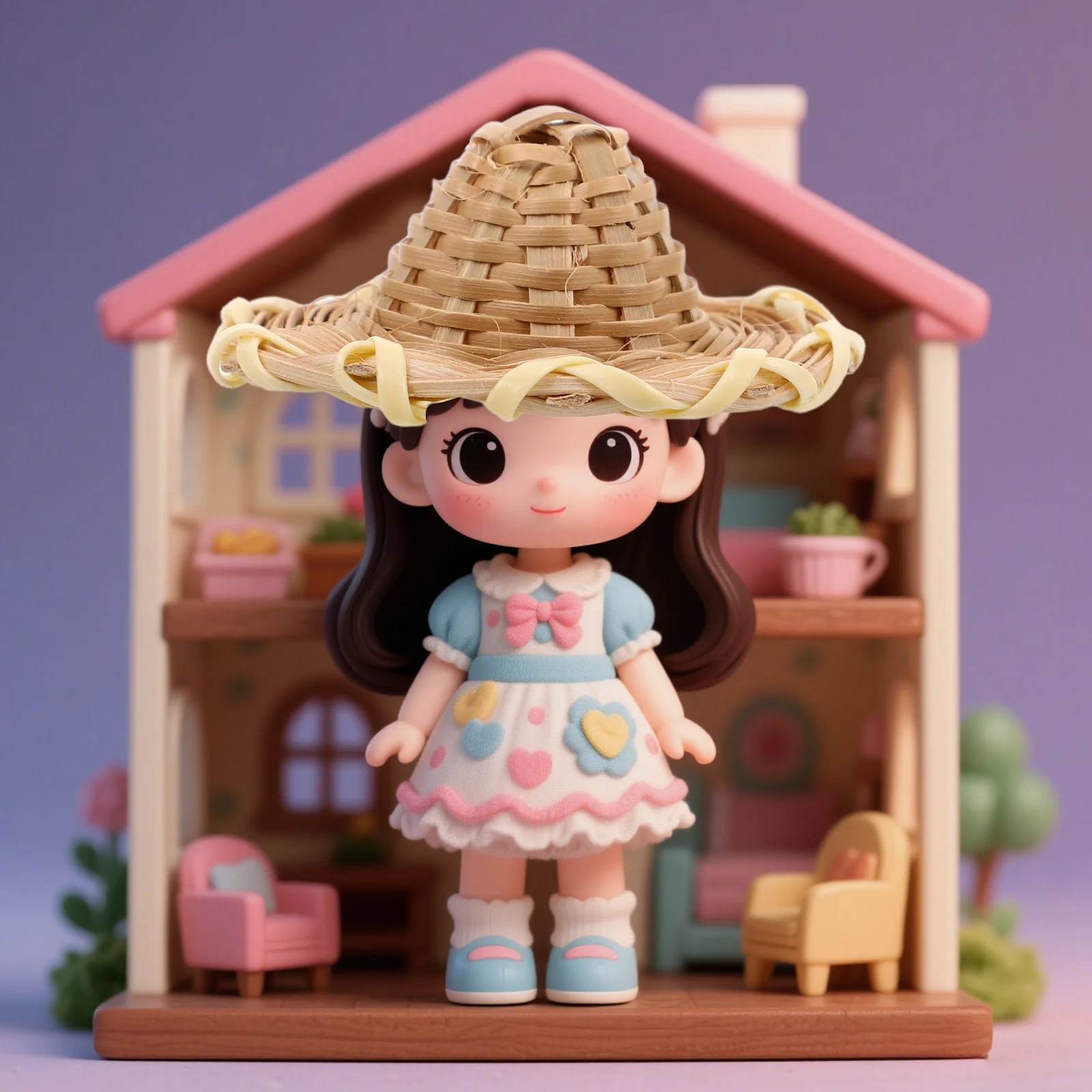 หมวกหวายจิ๋ว 5 ชิ้น สำหรับงานฝีมือ ของตกแต่งสไตล์ชนบท DIY หมวกฟางจิ๋วสำหรับบ้านตุ๊กตา ของตกแต่งขนาดเล็ก